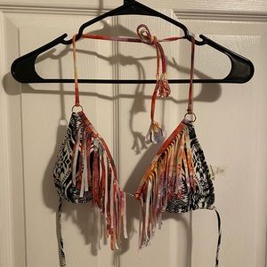 Raisins Aztec Bikini Top w/ Fringe (L)
